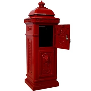 Outdoor Rainproof Post Box Mailbox Red Cast Aluminum Large-Capacity Letter Box - Picture 1 of 18