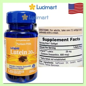 Puritan's Pride 20mg Lutein with Zeaxanthin - 120 Softgels, exp 2025 - Picture 1 of 4