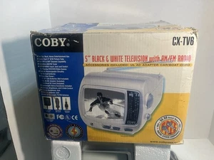 Coby CX-TV6 Portable Black White Mini 5" TV AM/FM Radio & UL AC Adapter New Open - Picture 1 of 13