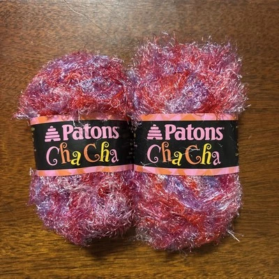 2 Skeins Patons Cha Cha Yarn Nylon BeBop Pink Purple - Image 1 of 4