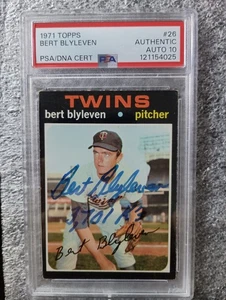 Carta Bert Blyleven firmata 1971 Topps #26 Twins Rookie "3701 K's" PSA Auto 10  - Foto 1 di 7