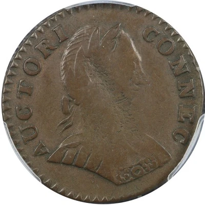 1787 Connecticut 1/2p M1.1-A W2700 R3 Small Head ETLIB INDE PCGS VF30 - Image 1 of 4