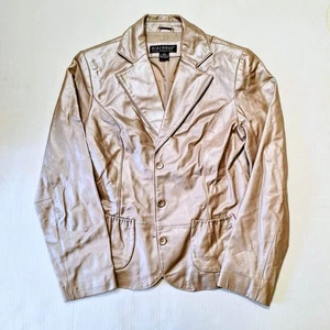 Vintage Dialogue Womens Leather Jacket Long Sleeve Size XS Metallic Gold - Picture 1 of 3