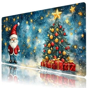Winter Red Gnome Green Christmas Tree Desk Mat for Keyboard and Mouse Desk Pad - Picture 1 of 6
