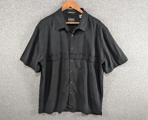 Quiksilver Waterman Men's Black Embroidered Palm Hawaiian Resort Button Shirt XL - Picture 1 of 12