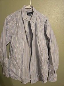 Ralph Lauren Yarmouth Oxford Shirt 15 x34/35 Blue Stripe Cotton Button Down - Picture 1 of 5