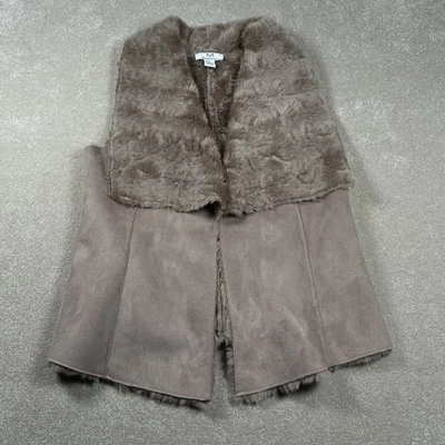 Chaleco de gamuza sintética Magaschoni beige suave para mujer pequeño Foto 1 de 4