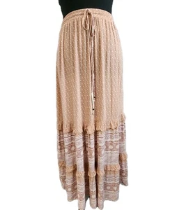 Bohme Maxi Skirt Peasant Tiered Southwestern Cottagecore Boho Hippie Prairie S - Picture 1 of 8