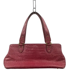 Kate Spade New York Women Satchel Handbag Pink Crocodile Embossed Pocket Snaps M - Picture 1 of 11