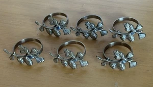 Napkin Rings set of 12 Metal Brass Color Pinecone Branch Design - Picture 1 of 5