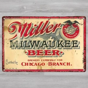Miller Milwaukee Beer 8 x 12 Vintage Novelty Metal Sign Shrink-Wrapped New! - Picture 1 of 2