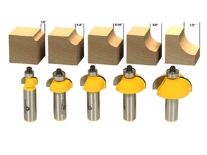 5 Bit Cove Edge Forming Router Bit Set - 1/2" Shank - Yonico 13522 - Picture 1 of 1