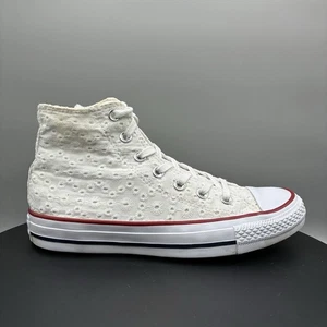 Converse Chuck Taylor All Star Hi Women’s 7 White Eyelet Sneakers 555978F - Picture 1 of 8