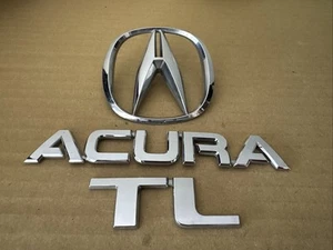 FREE SHIPPING 04 05 06 07 08 ACURA TL OEM CHROME REAR EMBLEM BADGE SET - Picture 1 of 5
