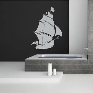 SHIP WALL STICKERS Tall Ship Bathroom Screen Sticker WALL ART DECAL QUOTE N141 - Picture 1 of 10