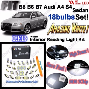 18 Bulbs Xenon White LED Interior Light Kit For AUDI B5 B6 B7 A4 S4 RS4 Sedan - Imagen 1 de 2