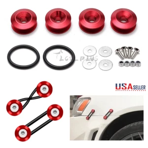 Red Aluminum JDM Quick Release Fasteners Bumper Car Trunk Fender Hatch Lids Kit - Picture 1 of 7