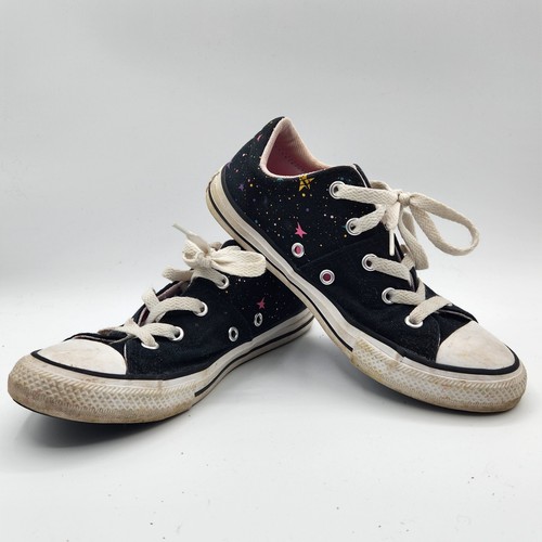 Scarpe Converse All Stars bambina taglia 2 astratte splatter stelle nere basse
