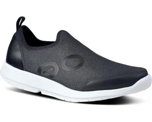 Women's Oofos OOmg Sport Low Fabric Shoes 5075 Black White 100% Original New - Picture 1 of 7