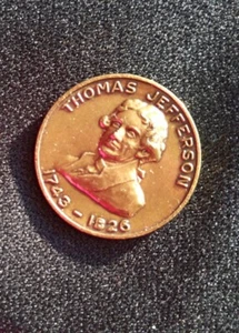Antiguo THOMAS JEFFERSON ~ MONTICELLO VA.  Medalla moneda ficha recuerdo bronce - Imagen 1 de 7