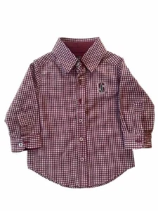 Camisa Universidad de Stanford 12 meses Infantil Abotonada Larga Slv Top Rojo Logo a Cuadros - Imagen 1 de 18