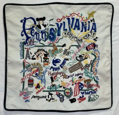Capa de travesseiro quadrada bordada à mão Catstudio Geography Collection Pensilvânia - Imagem 1 de 4