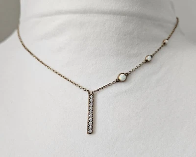 Collar Barra Vertical WHBM Chapado en Oro Plata de Ley Cristales y Ópalos Foto 1 de 4