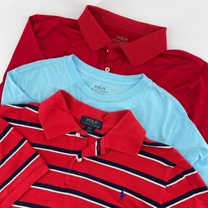 BUNDLE Polo Ralph Lauren Boys Shirts Red Blue Striped Polo Size L - Picture 1 of 12