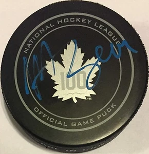 MORGAN RIELLY SIGNED TORONTO MAPLE LEAFS 100TH ANNIVERSARY GAME PUCK NHL AUTO - Picture 1 of 1