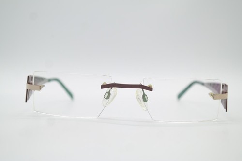 Vintage Yabi Art 1040 Brown Beige Rimless Glasses Eyeglass Frame NOS