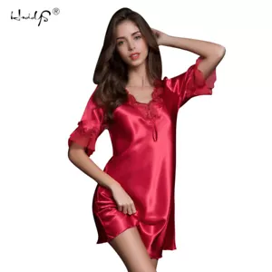 Summer Women Ladies Silk Satin Nightdress Nightgowns Robes Pyjamas Sleepwear Pj - Picture 1 of 29