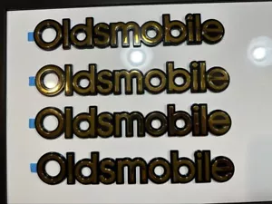 New Gold Plated Rear Emblem Name Plate Oldsmobile Logo 10"x1.25" Stick On Badge - Picture 1 of 7