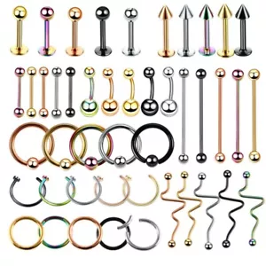 NASENPIERCING HUFEISEN PIERCING NASENRING LABRET RING EDELSTAHL STAB BCR BAR - Bild 1 von 9