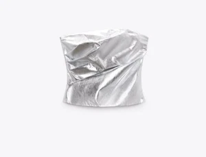 Zara METALLIC POPLIN TOP SZ XL - Picture 1 of 5