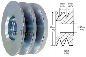 ALTERNATOR PULLEY 2-GROOVE 7/8" BORE 85mm OD FOR DELCO FREIGHTLINER KENWORTH - Picture 1 of 3