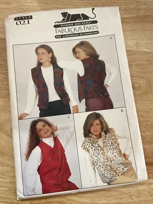 Donna Salyers 021 Vintage Sewing Pattern Coat Vest Faux Fur Fleece DIY Winter - Image 1 of 3