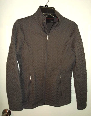 Spyder Jacket Gray Women's MED Full-Zip Fleece Lined Cable Knit Jacket Pockets - Image 1 of 4