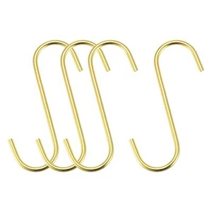 S Hanging Hooks, 4inch Extra Long Steel Hanger, Multiple Use, Gold Tone, 4Pcs - Picture 1 of 5