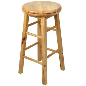 Wooden Revolving Stool Light Brown Swivel Bar Pub Chair Kitchen Breakfast Seat - Picture 1 of 1