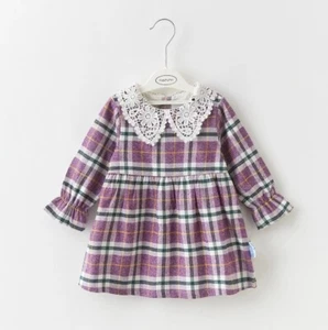 Vestido de algodón con estampado gráfico manga larga con volantes manga larga para niños y niñas - Imagen 1 de 8