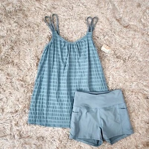 Free People FP Movement Off Trail Dress Set in Summer Storm Blue Size XL - Picture 1 of 9