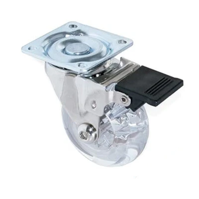 4 Rotelle ruote trasparenti con freno acciaio plastica ruota girevole sedie casa - Immagine 1 di 4