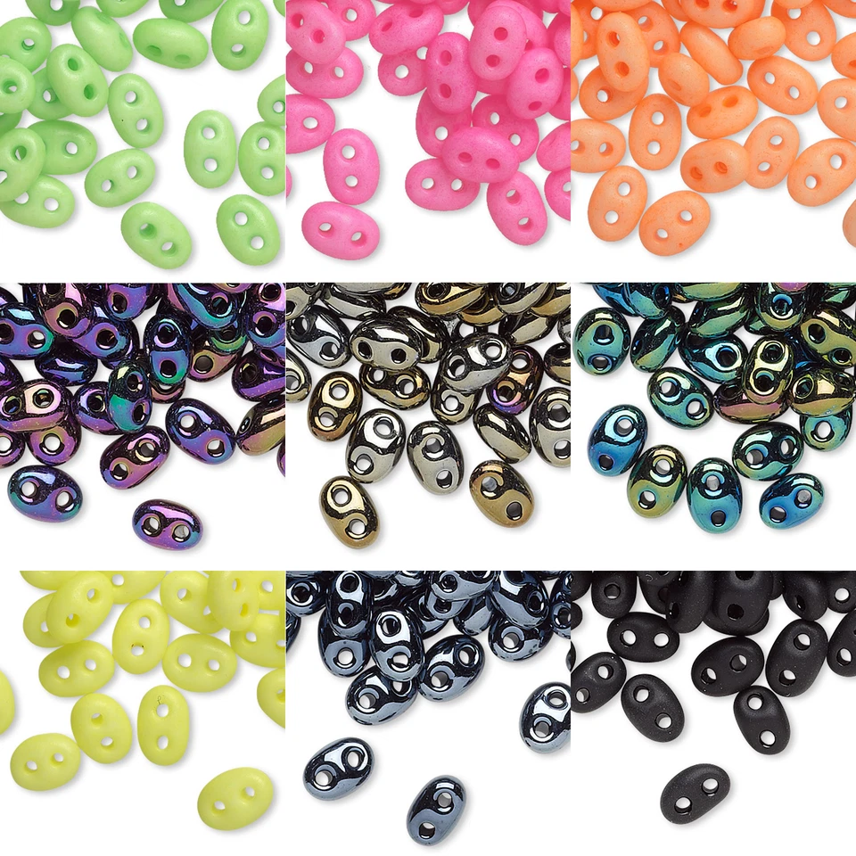 170 Czech Glass Twin Hole 5mm Sapcer Seed Beads With 2 Holes in Opaque Colors - Image 1 of 1
