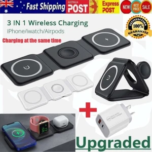 3IN1 15W Witeless Charger Fast Charging Station For Apple Watch Air Pods iPhone - Picture 1 of 22