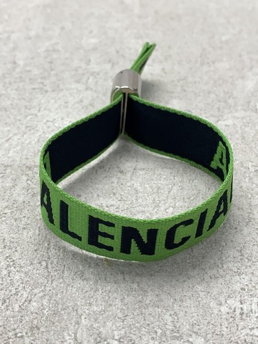 Bracciale uomo BALENCIAGA GRN fascia logo argento verde