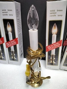 6 Solid Brass Sensor Candle Lamp Dusk to Dawn type Plug in Electric - Picture 1 of 2