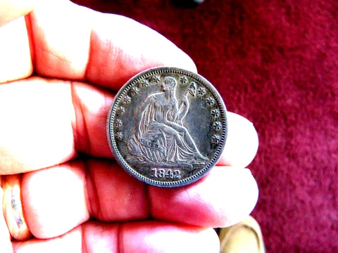 Original No Problem 1842 Seated Liberty Half Dollar Nice  AU Coin Cover