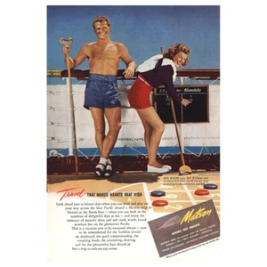 1947 Matson Line: Bill Williams, Barbara Hale Vintage Print Ad - Picture 1 of 1