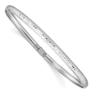 14K Solid White Gold Flexible Bangle Bracelet - Picture 1 of 12