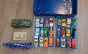Vintage Mixed Some HOTWHEEL, Matchbox Lot of 24 Cars + & Carrying Case (L36) - Picture 1 of 20